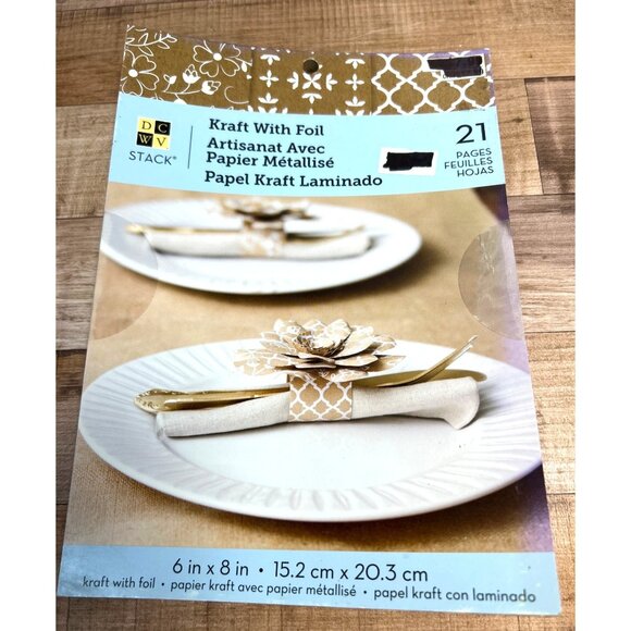 DCWV Kraft With Foil Laminated Paper Stack 6"x8" 21 Sheets 600084 - Picture 1 of 5